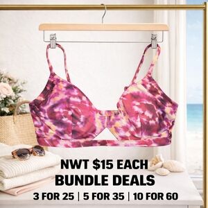 Shade & Shore Tie Dye Bikini Top 36D Underwire Swim Bra NWT